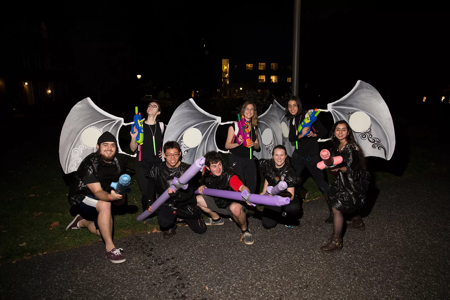 Students in costume at pterodactyl hunt