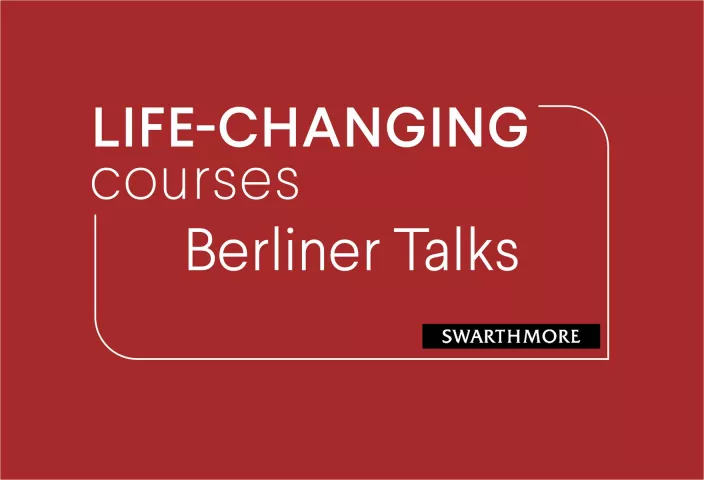 Red background and white text that reads "Life Changing Courses: Berliner Talks"