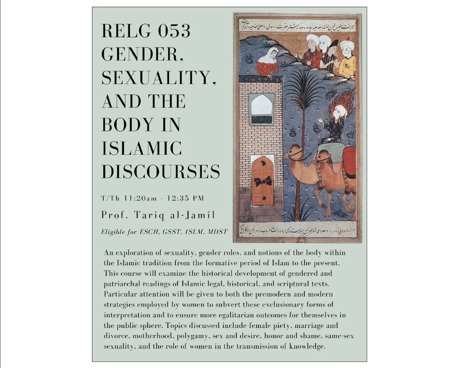 Religion 053: Gender, Sexuality, and the Body in Islamic Discourses